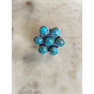 NEW Blue Jasper Cluster Sterling Silver Ring Size 7 Adjustable